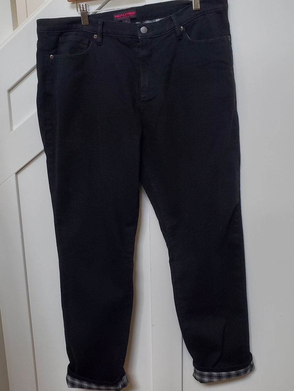 Women's Size 16 Black Plaid Lined Tall Jeans